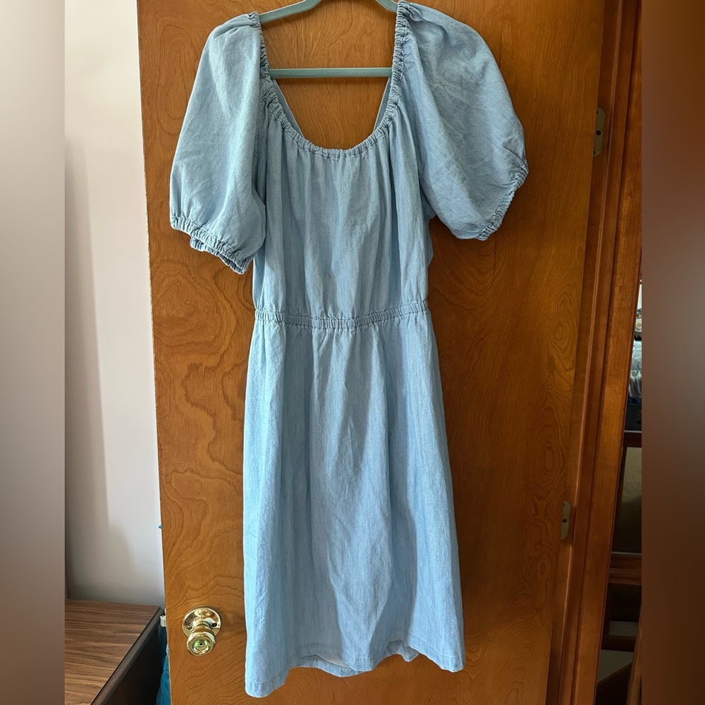 Old navy denim dress with open back and bow size Xl NWT